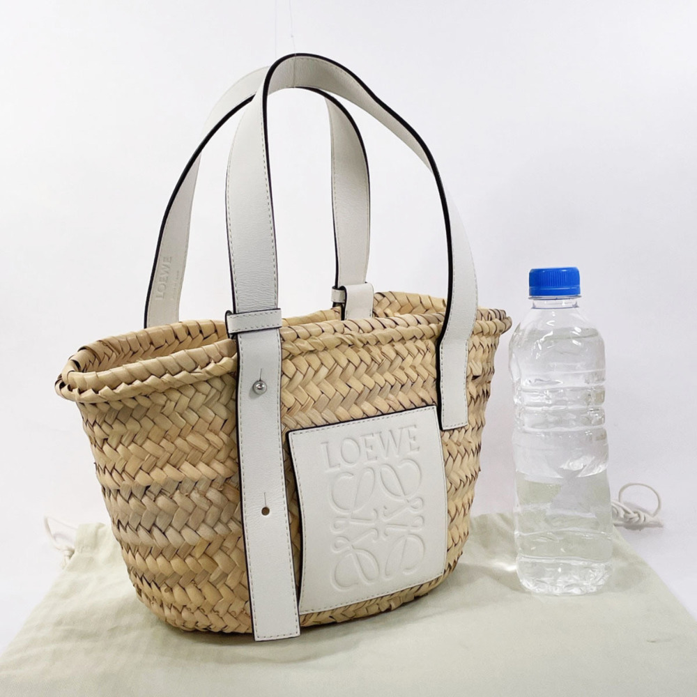 LOEWE Small Basket Bag A223S93X04 Raffia/Leather Beige Tote - Picture 2 of 10
